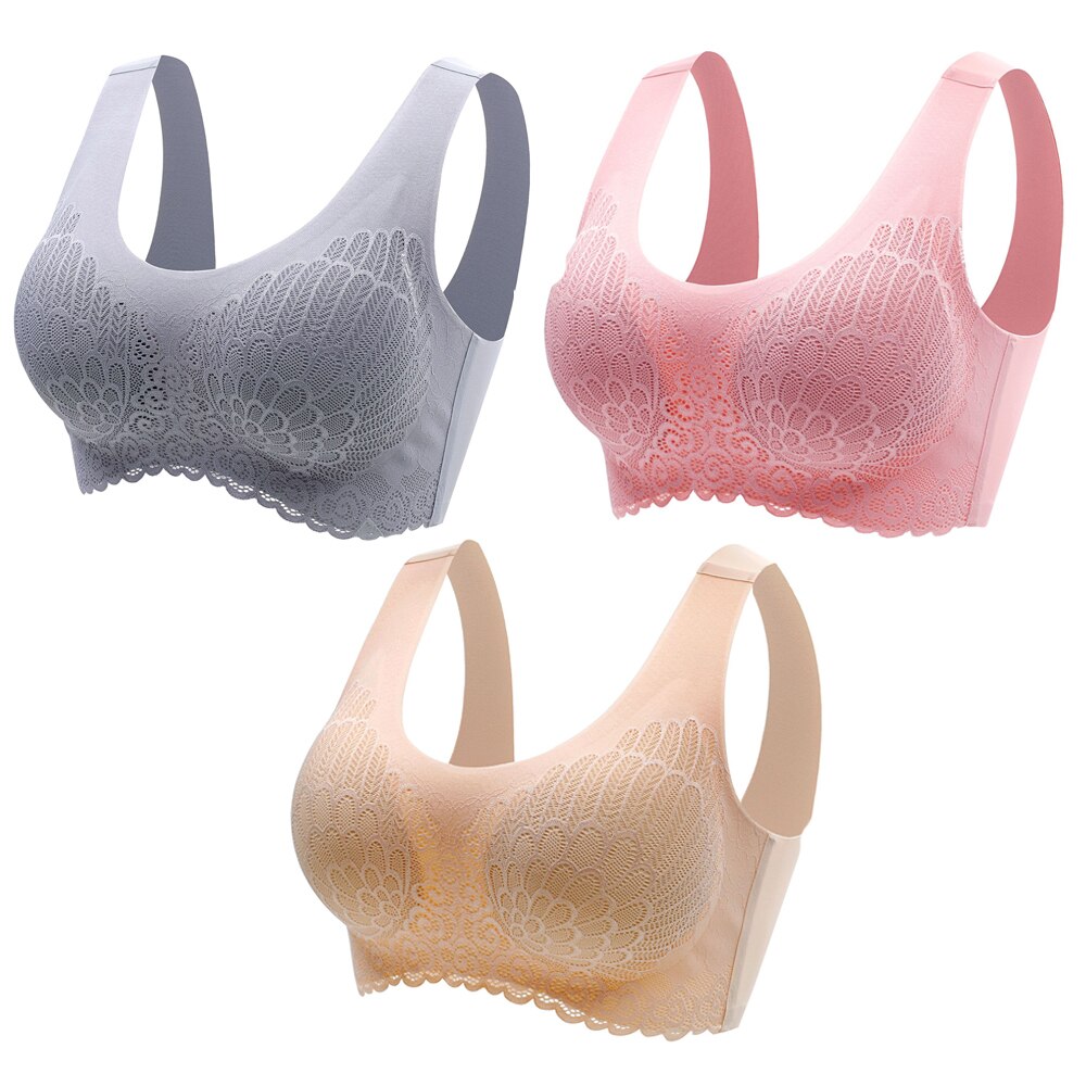 3pcs Latex Bra Seamless Bras For Women Underwear BH Push Up Bralette With Pad Vest Top Lace Bra Dropshipping|Bras|   - AliExpress