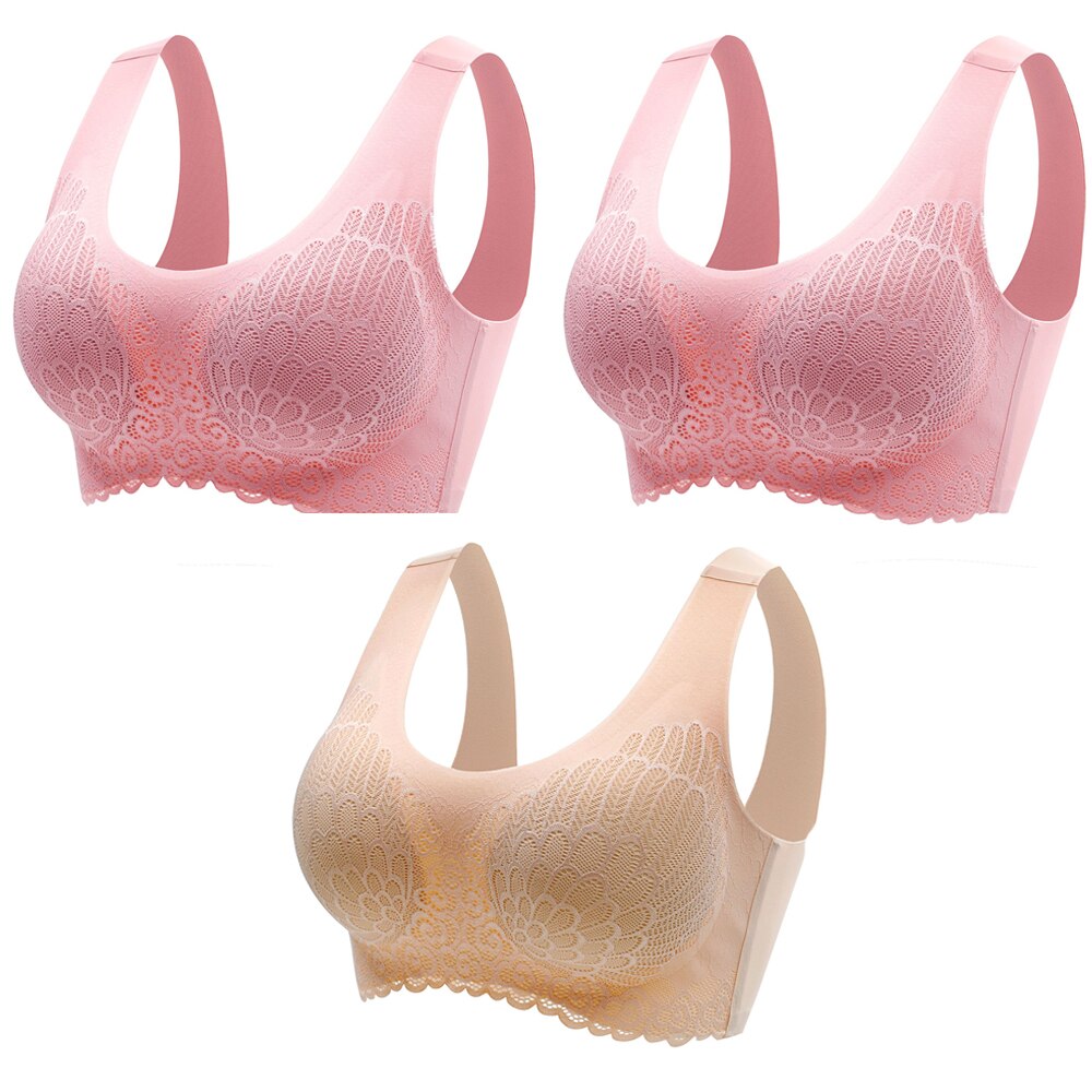 3pcs Latex Bra Seamless Bras For Women Underwear BH Push Up Bralette With Pad Vest Top Lace Bra Dropshipping|Bras|   - AliExpress