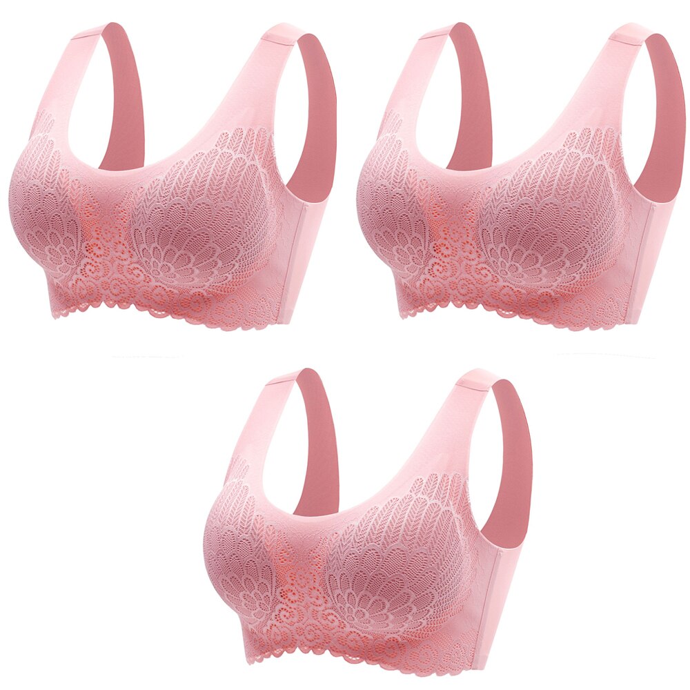 3pcs Latex Bra Seamless Bras For Women Underwear BH Push Up Bralette With Pad Vest Top Lace Bra Dropshipping|Bras|   - AliExpress