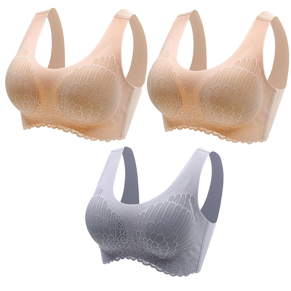 3pcs Latex Bra Seamless Bras For Women Underwear BH Push Up Bralette With Pad Vest Top Lace Bra Dropshipping|Bras|   - AliExpress