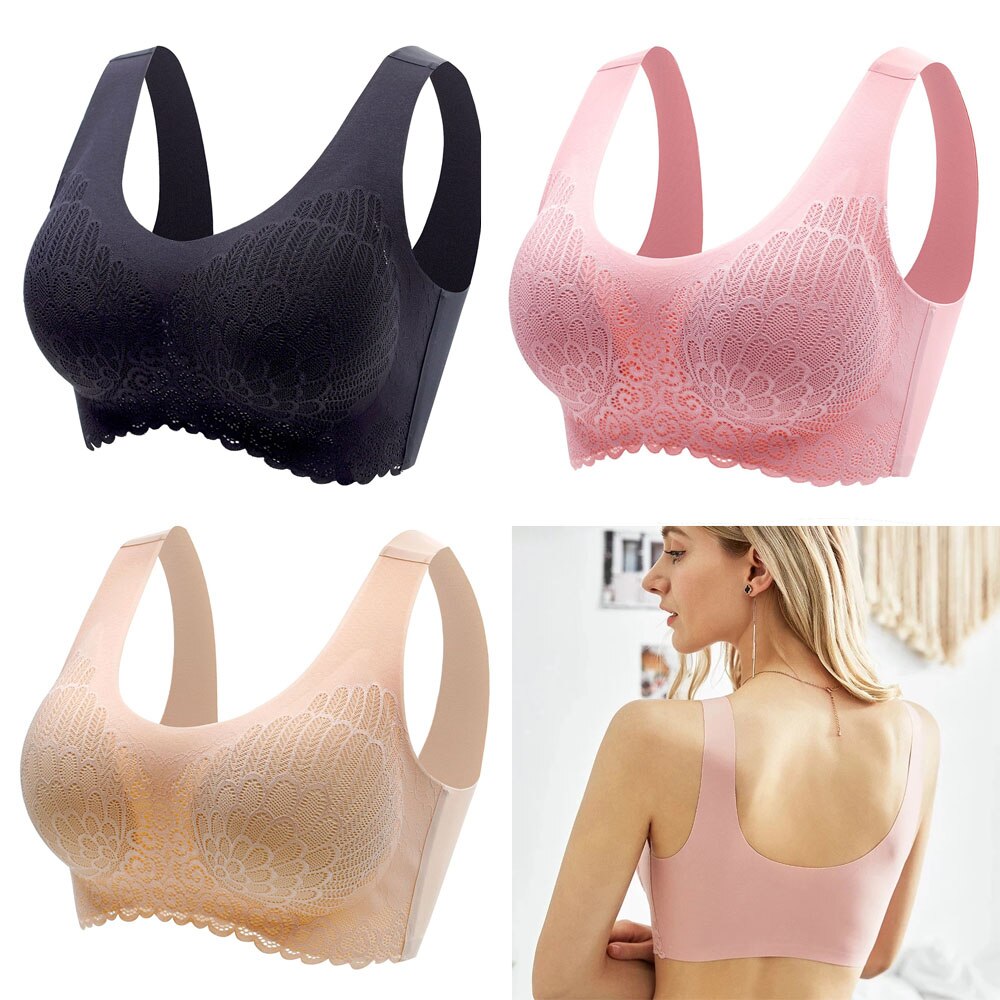 3pcs Latex Bra Seamless Bras For Women Underwear BH Push Up Bralette With Pad Vest Top Lace Bra Dropshipping|Bras|   - AliExpress