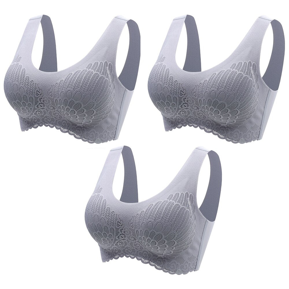 3pcs Latex Bra Seamless Bras For Women Underwear BH Push Up Bralette With Pad Vest Top Lace Bra Dropshipping|Bras|   - AliExpress