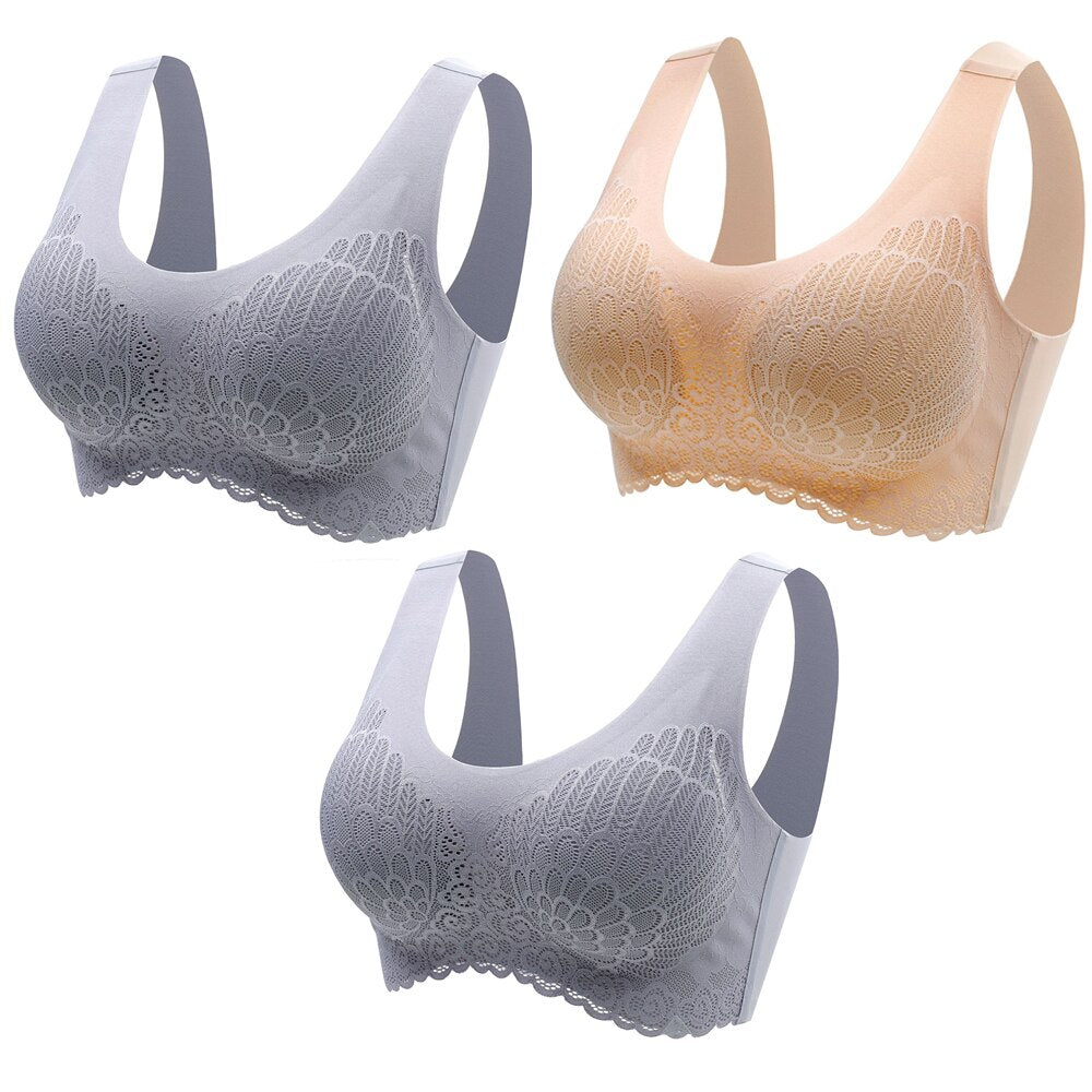 3pcs Latex Bra Seamless Bras For Women Underwear BH Push Up Bralette With Pad Vest Top Lace Bra Dropshipping|Bras|   - AliExpress