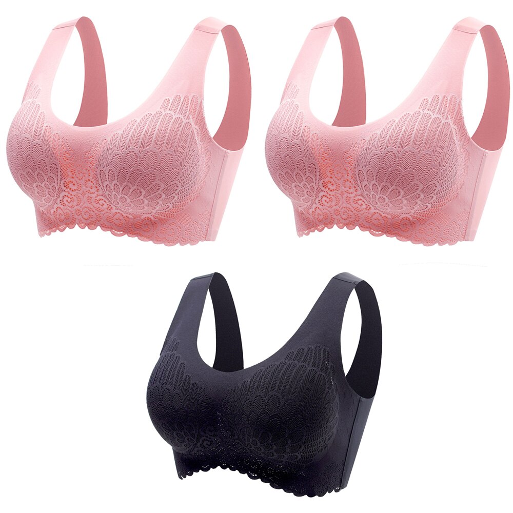 3pcs Latex Bra Seamless Bras For Women Underwear BH Push Up Bralette With Pad Vest Top Lace Bra Dropshipping|Bras|   - AliExpress