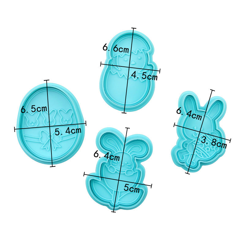 4-piece Set Easter Fondant Mould Cake Mold Pasta Decorative Spring Embossed Cookie Cutter