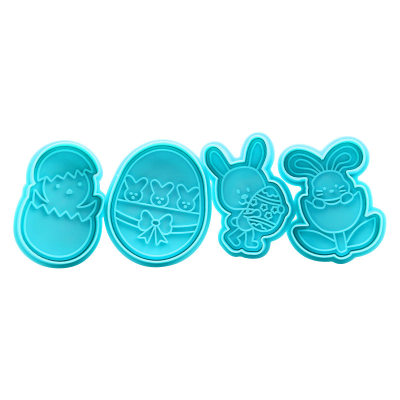 4-piece Set Easter Fondant Mould Cake Mold Pasta Decorative Spring Embossed Cookie Cutter