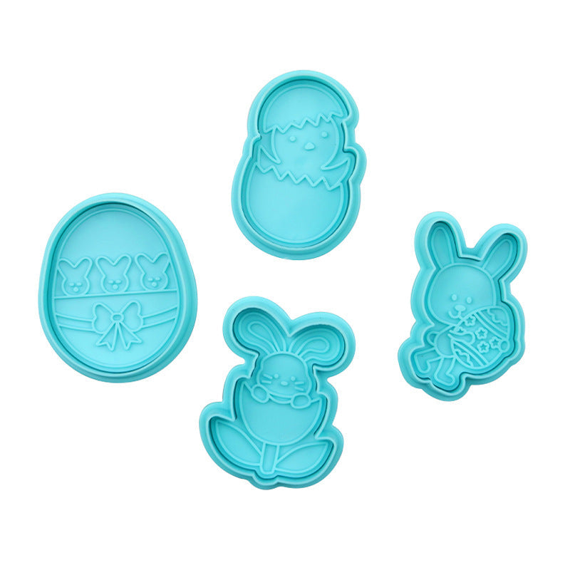 4-piece Set Easter Fondant Mould Cake Mold Pasta Decorative Spring Embossed Cookie Cutter