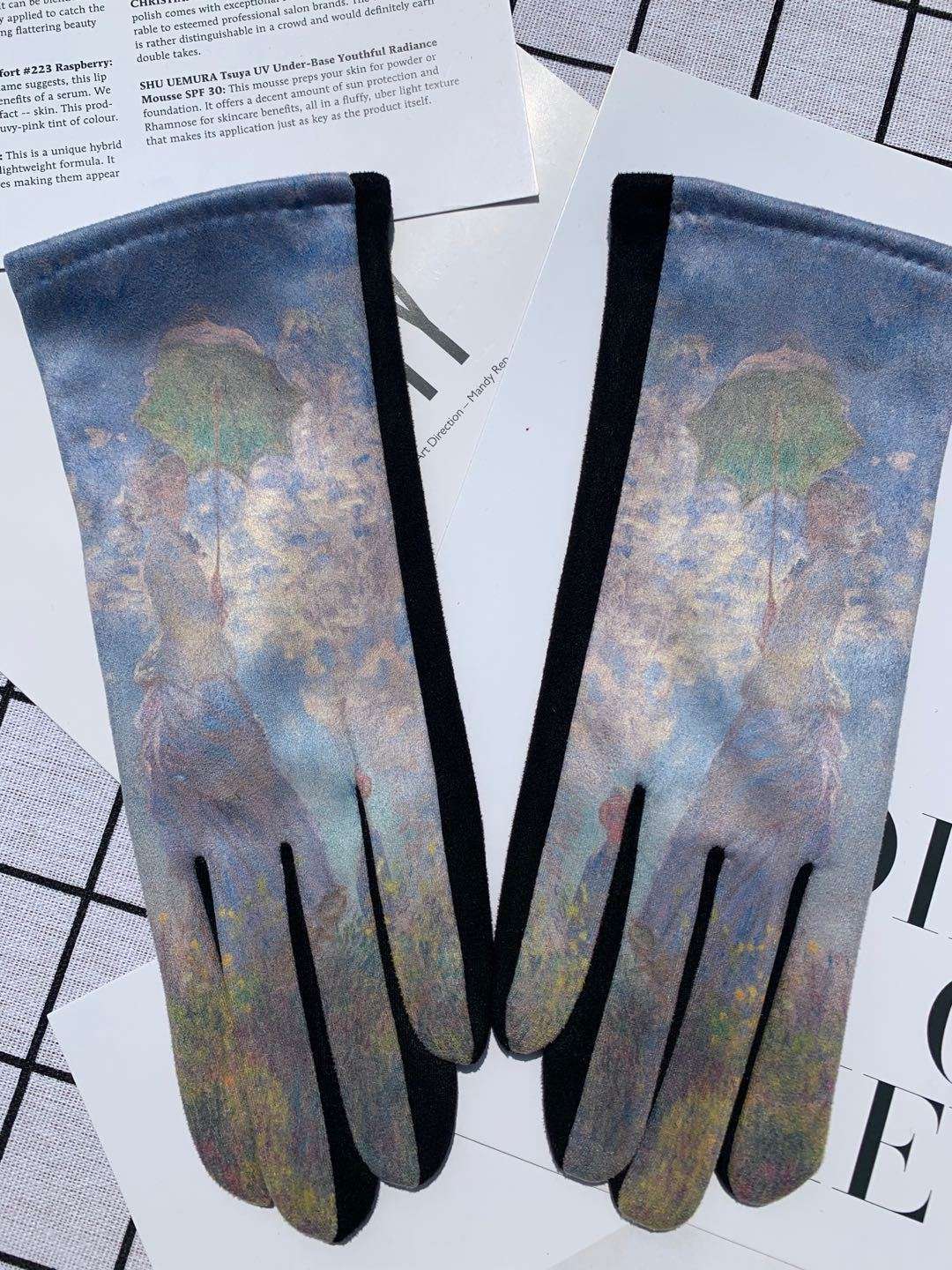 Autumn And Winter Fashion Trends Oil Painting Gloves AB Suede - globaltradeleader