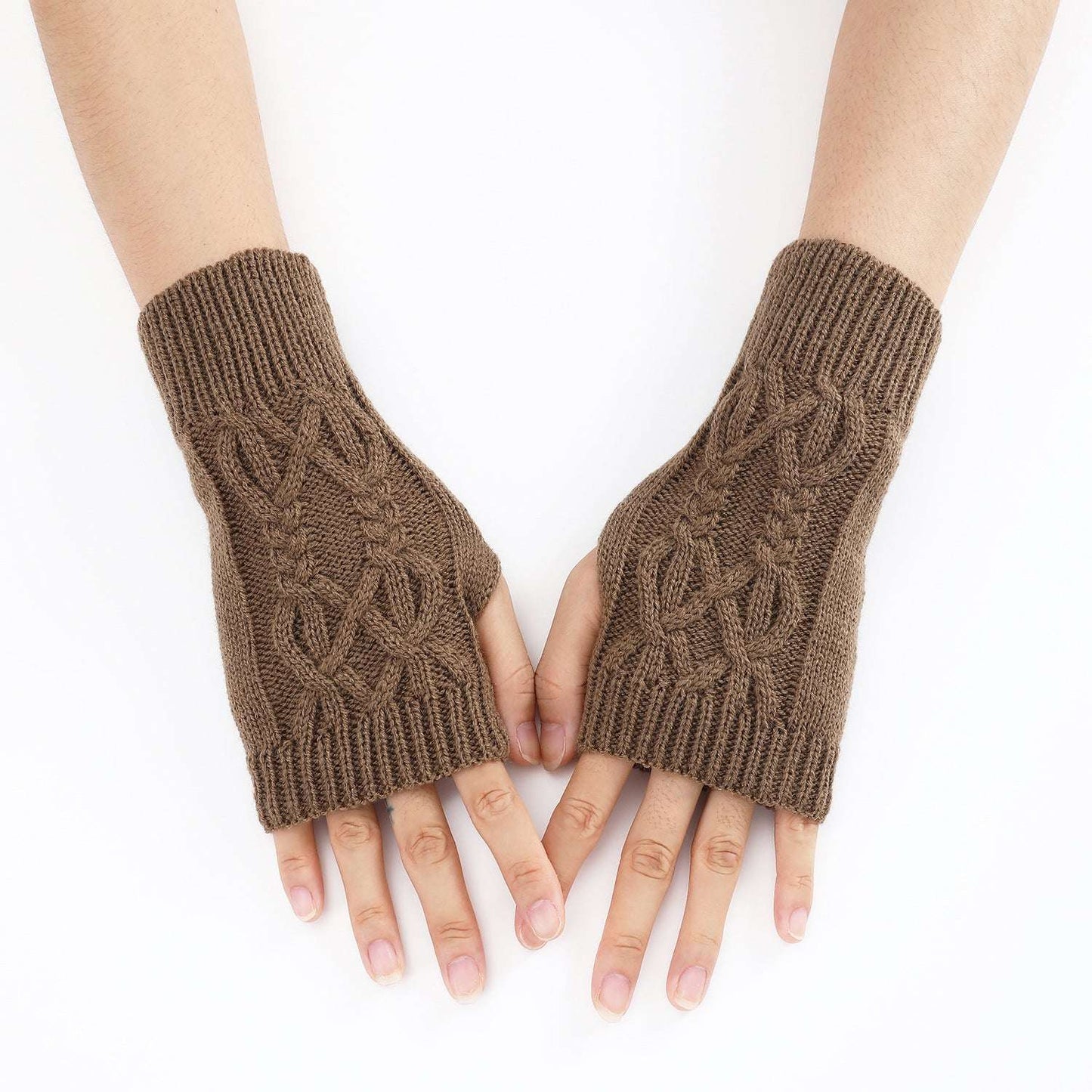Knitted Half Gloves Female Cute Winter Open Finger Half Finger Student Male And Female Couple Wool - globaltradeleader