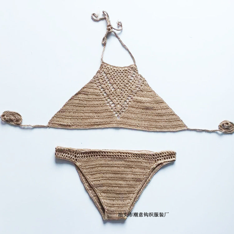 Europe explosion hook hand woven suit sexy bikinis beach bikinis bra swim suit - globaltradeleader