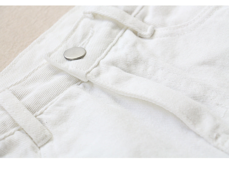 Ripped White Denim Skirt Women's Spring And Summer - globaltradeleader