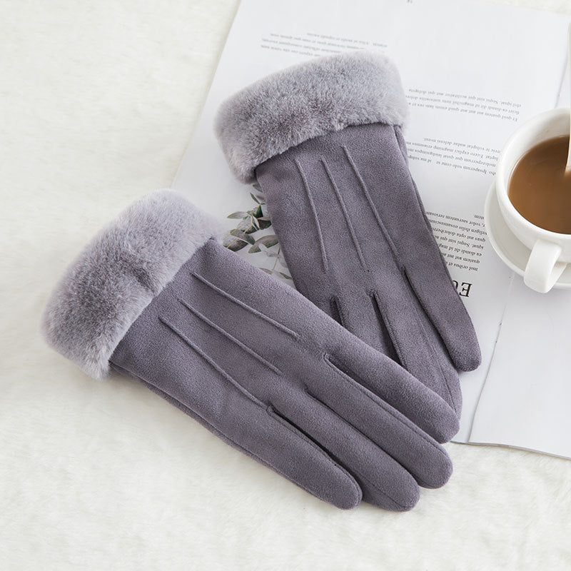 Thermal Gloves N915 Women's Winter Suede Double-layer Velvet Thickened - globaltradeleader