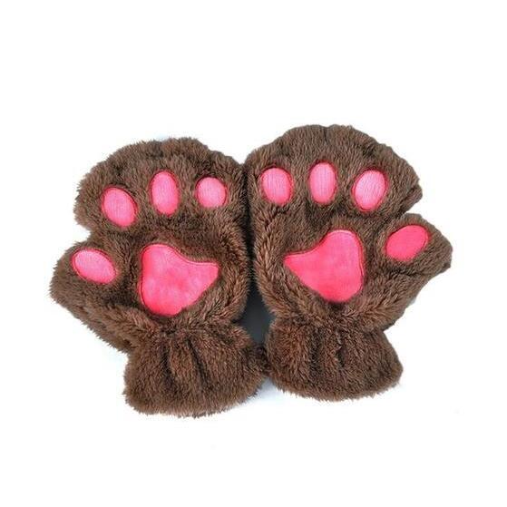 Winter Lovely Half Cover Paw Bear Cat Claw Gloves Short Finger - globaltradeleader