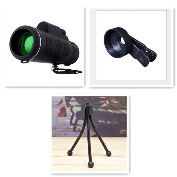 40X60 Single Binoculars Outdoor Low Light Night Vision Camera Mobile Telescope