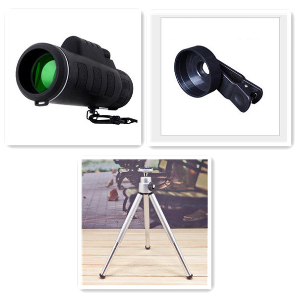 40X60 Single Binoculars Outdoor Low Light Night Vision Camera Mobile Telescope