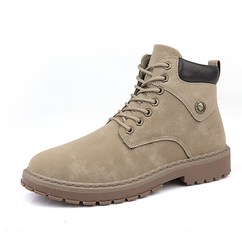 Fashion Trend Simple Personality Tooling Boots Round Toe British Men's Boots - globaltradeleader