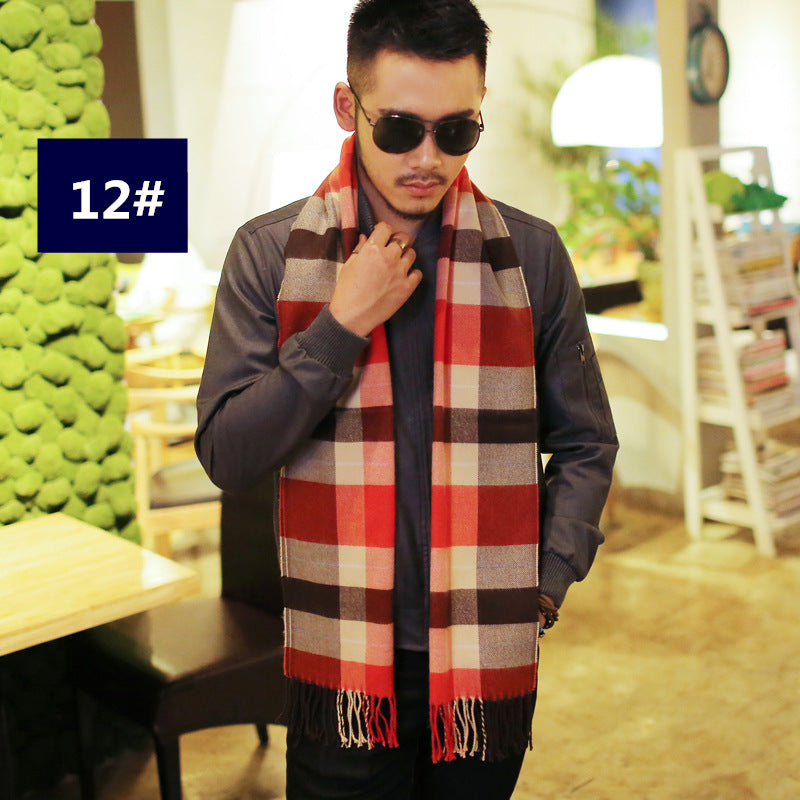 Men's Fashion Casual Warm Plaid Scarf