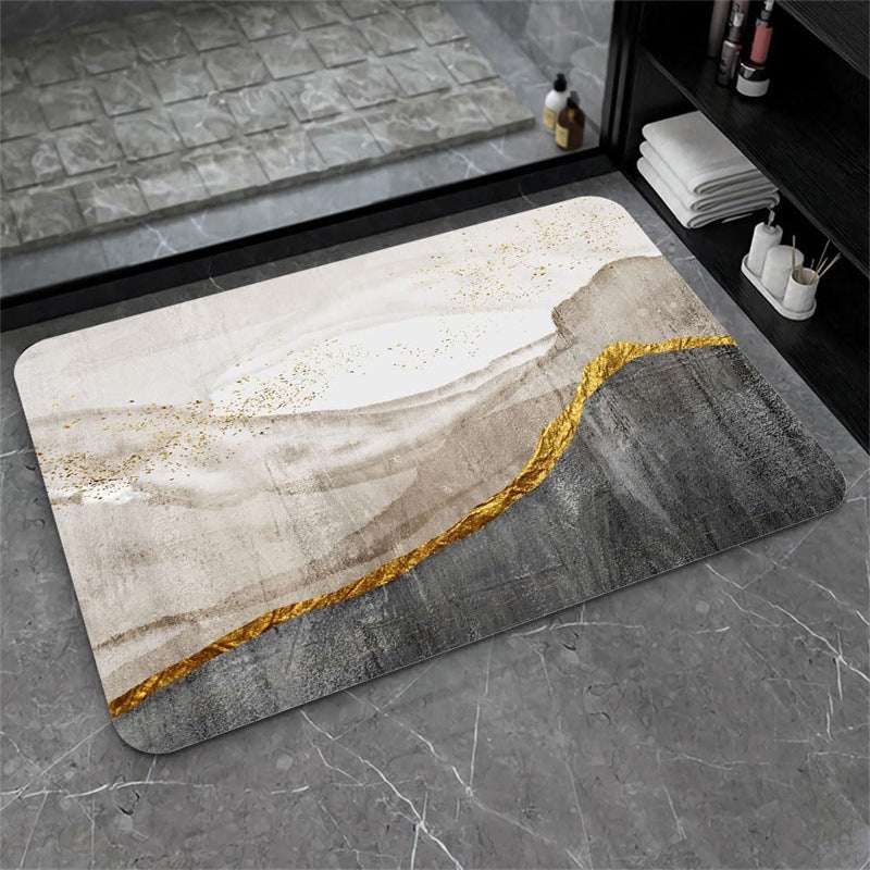 Nordic Light Luxury Marbling Diatom Ooze Absorbent Non-slip Floor Mat Toilet Door Quick-drying Feet - globaltradeleader