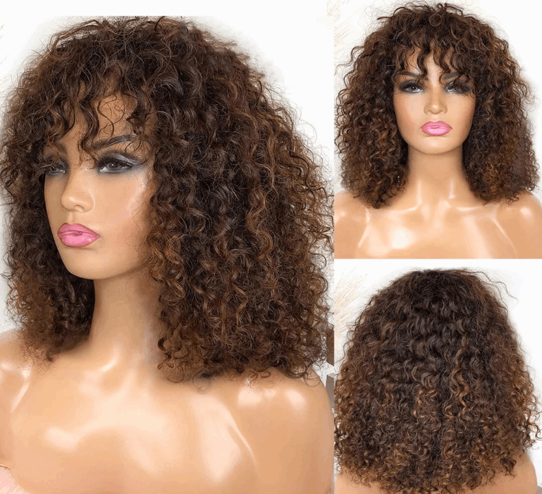 Bouncy Jerry Curly Short Bob Pixie Cut Wig With Bangs