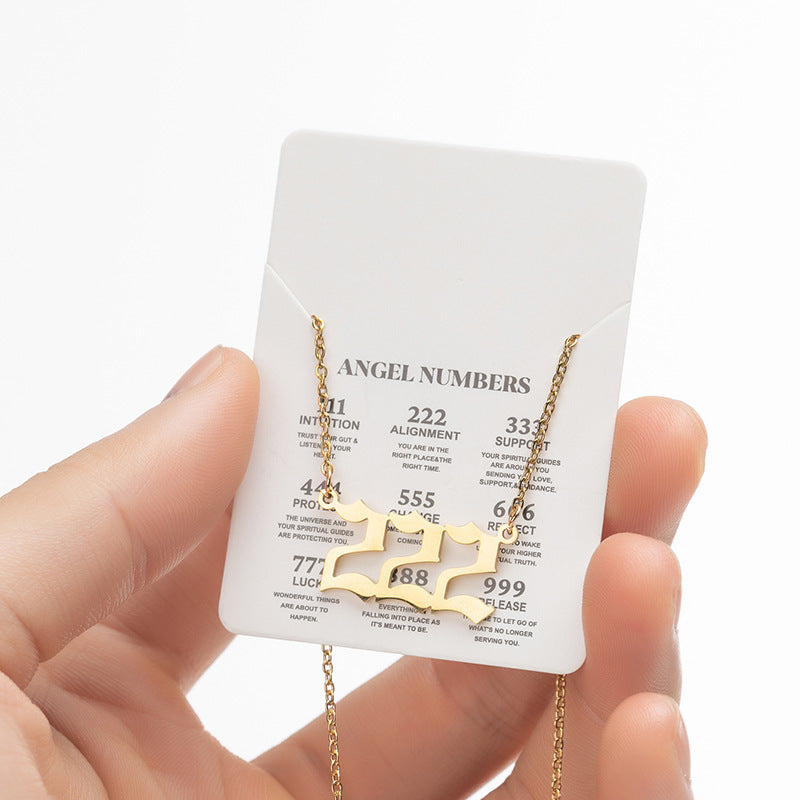 2025 Women's New Angel Lucky Digital Pendant Necklace Fashion 000-999 Stainless Steel Vintage Necklace - globaltradeleader