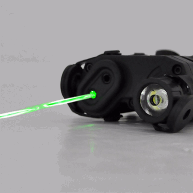 Full-featured LED white light + green laser indicator with IR lens