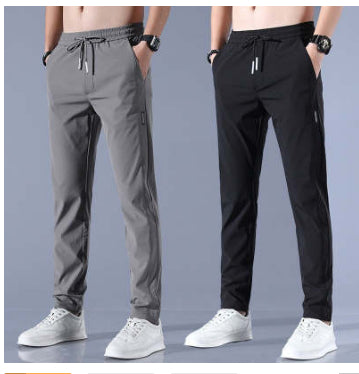 Drawstring Trousers Thin Casual Pants Korean Version Loose Straight Sweatpants Mens Clothing - globaltradeleader