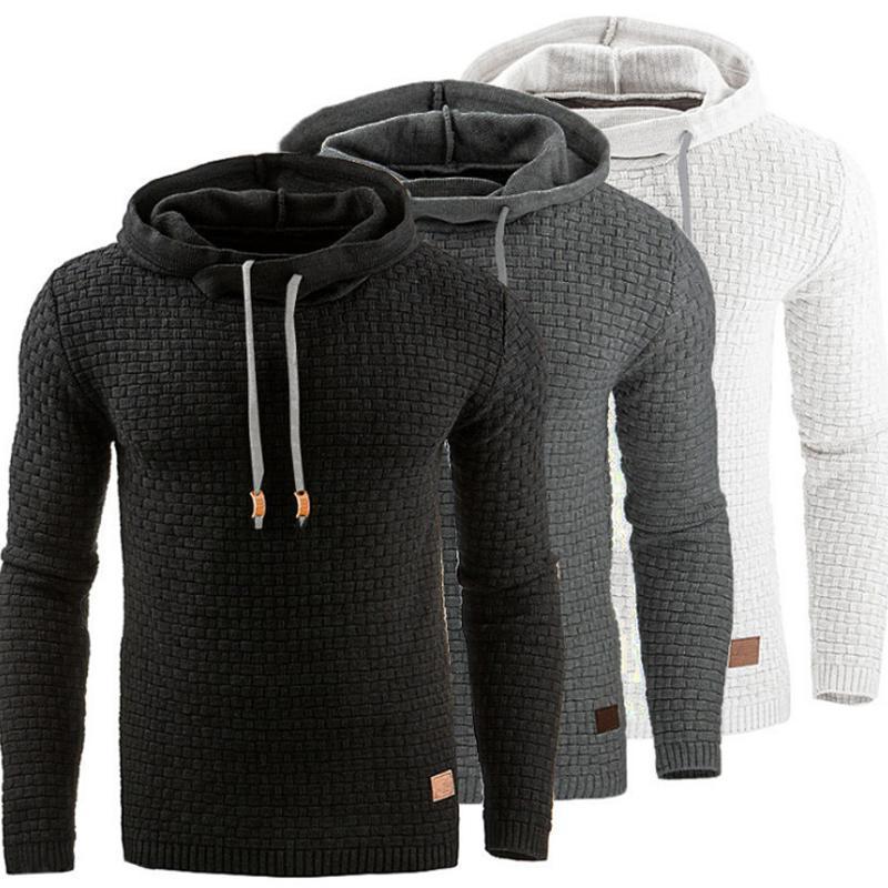 Men's Jacquard Sweater Long-sleeved Hoodie Warm Color Hooded Sweatshirt Jacket - globaltradeleader
