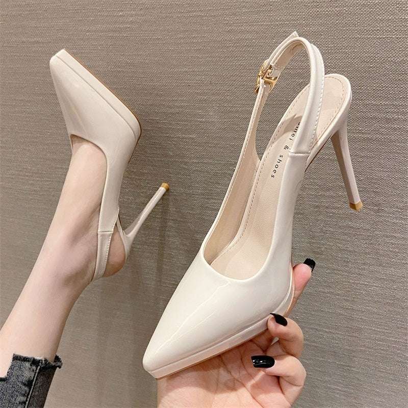 Pointed-toe Stiletto Shoes Sexy Super High Heel Toe Cap Slingback Sandals - globaltradeleader