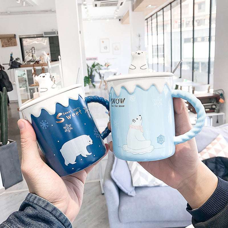 Cartoon Polar Bear Christmas Ceramic Water Cup
