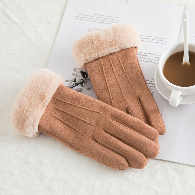 Thermal Gloves N915 Women's Winter Suede Double-layer Velvet Thickened - globaltradeleader