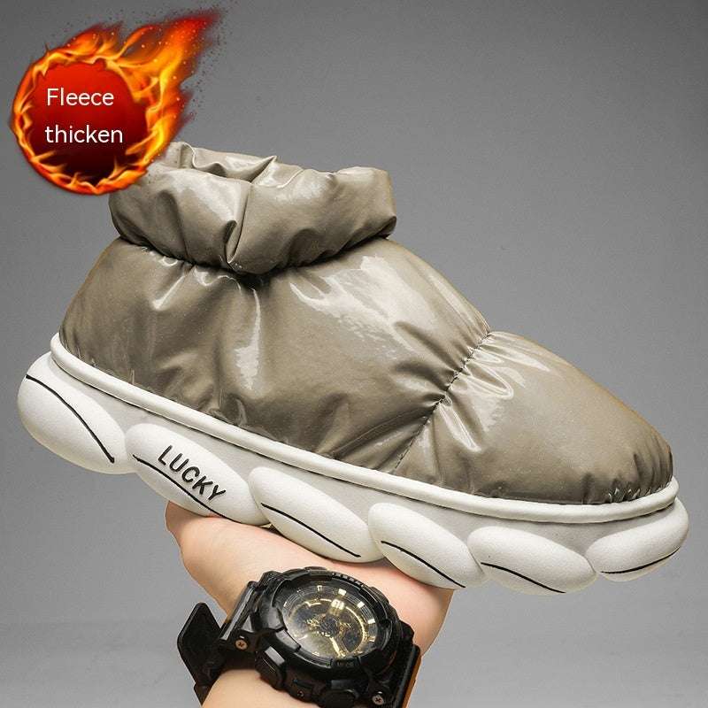 Cotton Slippers Men Can Wear Outside In Winter Plus Velvet Warm Shoes - globaltradeleader