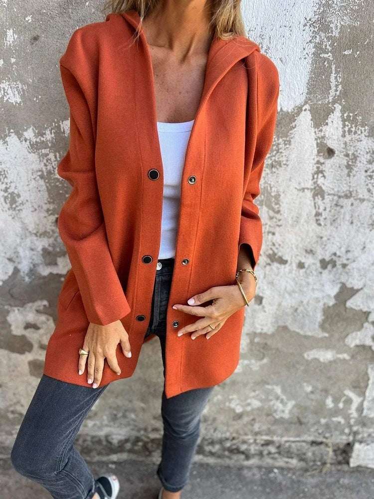 Casual Hooded Single-Breasted Cardigan Fashion Loose Solid Color Jacket Spring And Autumn Women's Clothing - globaltradeleader