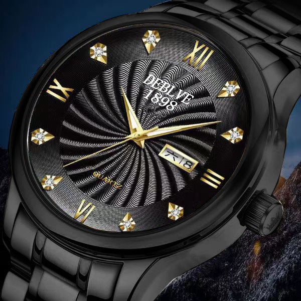 Fashion Alloy Steel Belt Waterproof Luminous Men's Dual Calendar Watch - globaltradeleader