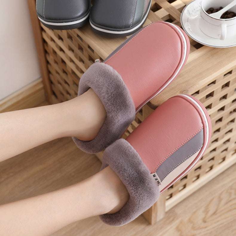Waterproof Slippers Plush Winter Shoes Home Non-slip Bedroom Slippers Women - globaltradeleader