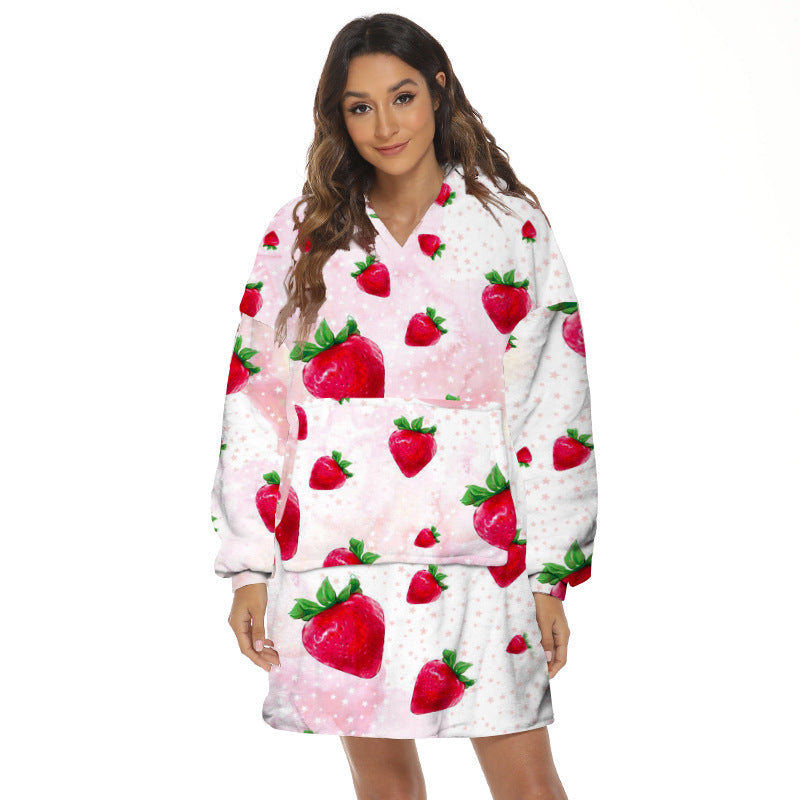 Cartoon Fruit Printed Lazy Blanket Hooded - globaltradeleader
