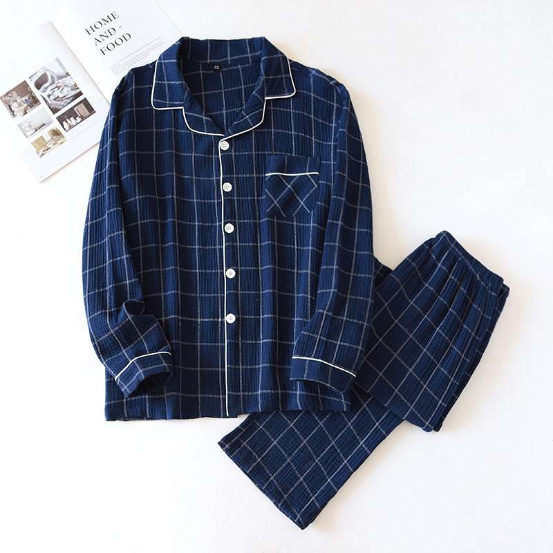 Plaid Long-Sleeved Trousers Cotton Two-Color Home