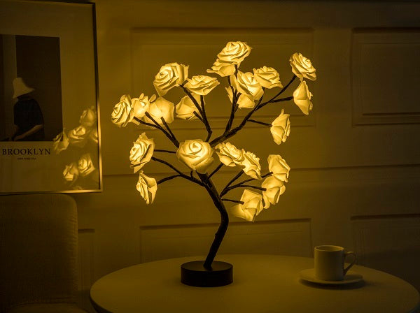 Rose Flower Lamp USB Battery Operated LED Table Lamp Bonsai Tree Night Lights Garland Bedroom Decoration Lights Home Decor - globaltradeleader