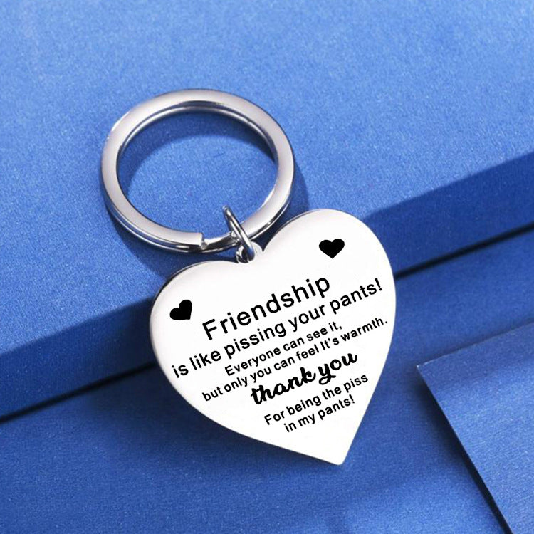 Stainless Steel Heart-shaped Keychain Christmas Gift