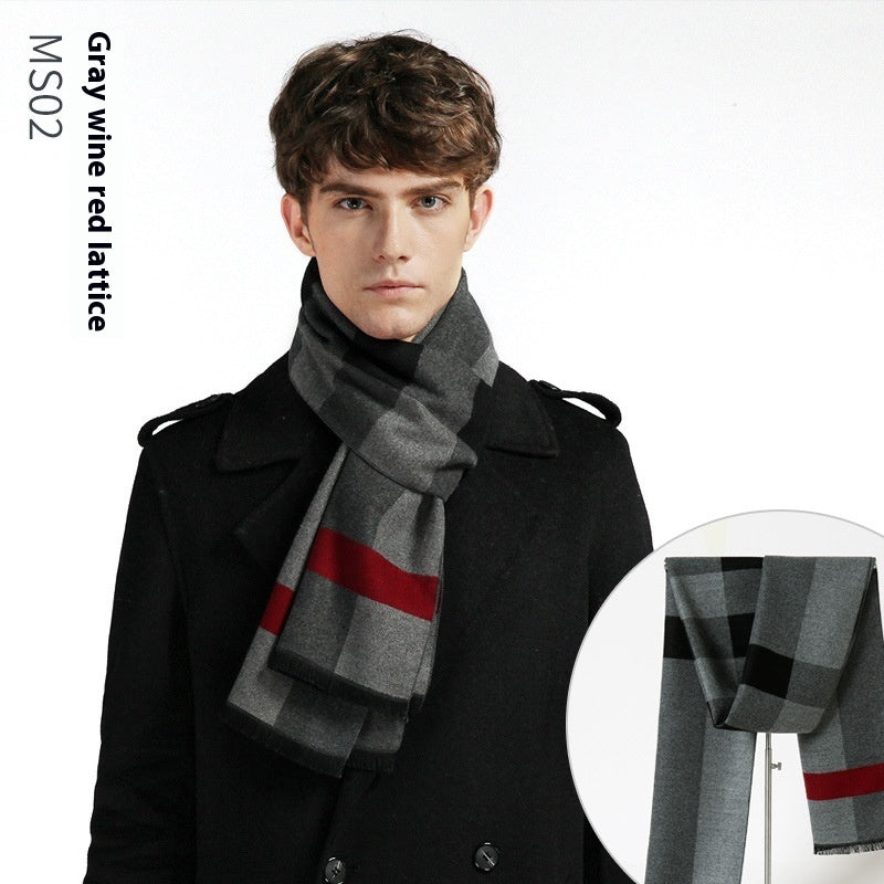 Simple Plaid Warm Keeping Artificial Cashmere Scarf - globaltradeleader