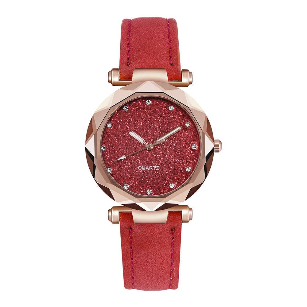 Casual Women Romantic Starry Sky Wrist Watch Leather Rhinestone Designer Ladies Clock - globaltradeleader
