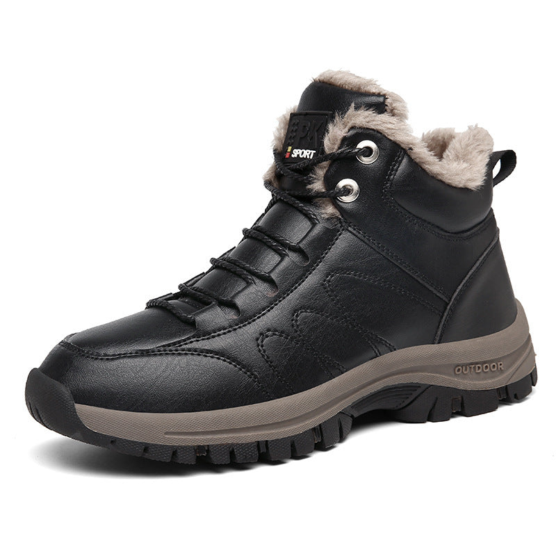 Winter Boots For Men Warm Leather Shoes With Plush - globaltradeleader