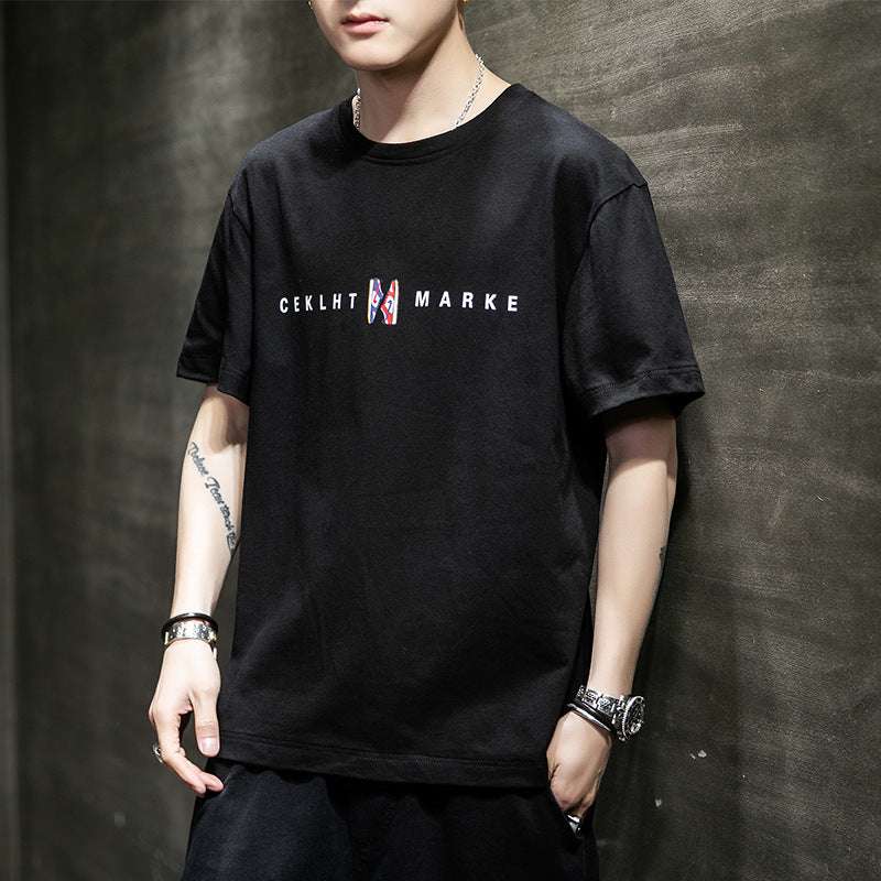 Letter printed men's short sleeve T-shirt - globaltradeleader