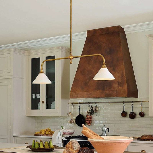 All Copper American Simple Retro Restaurant Kitchen Island Linear Chandelier - globaltradeleader