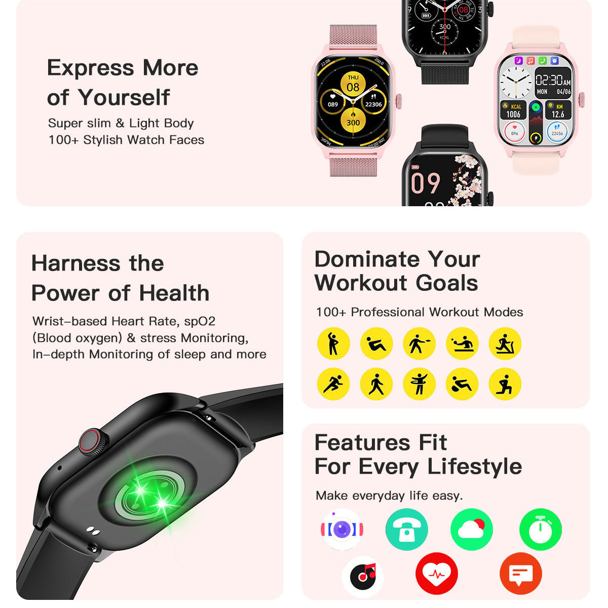 Multifunctional Bluetooth Calling Heart Rate Blood Pressure Sleep Monitoring Sports Health LT10 Smart Watch - globaltradeleader