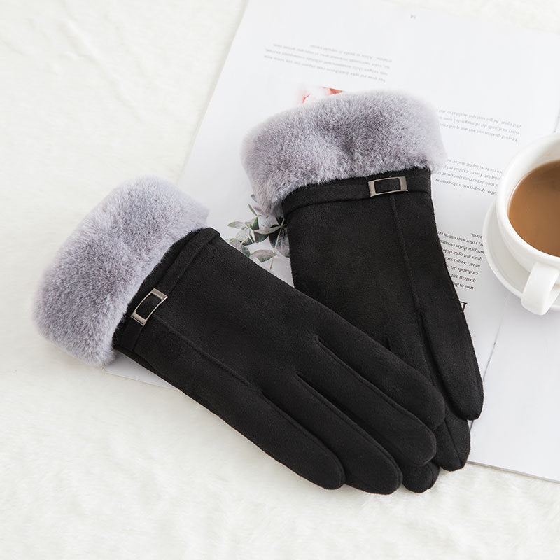 Thermal Gloves N915 Women's Winter Suede Double-layer Velvet Thickened - globaltradeleader