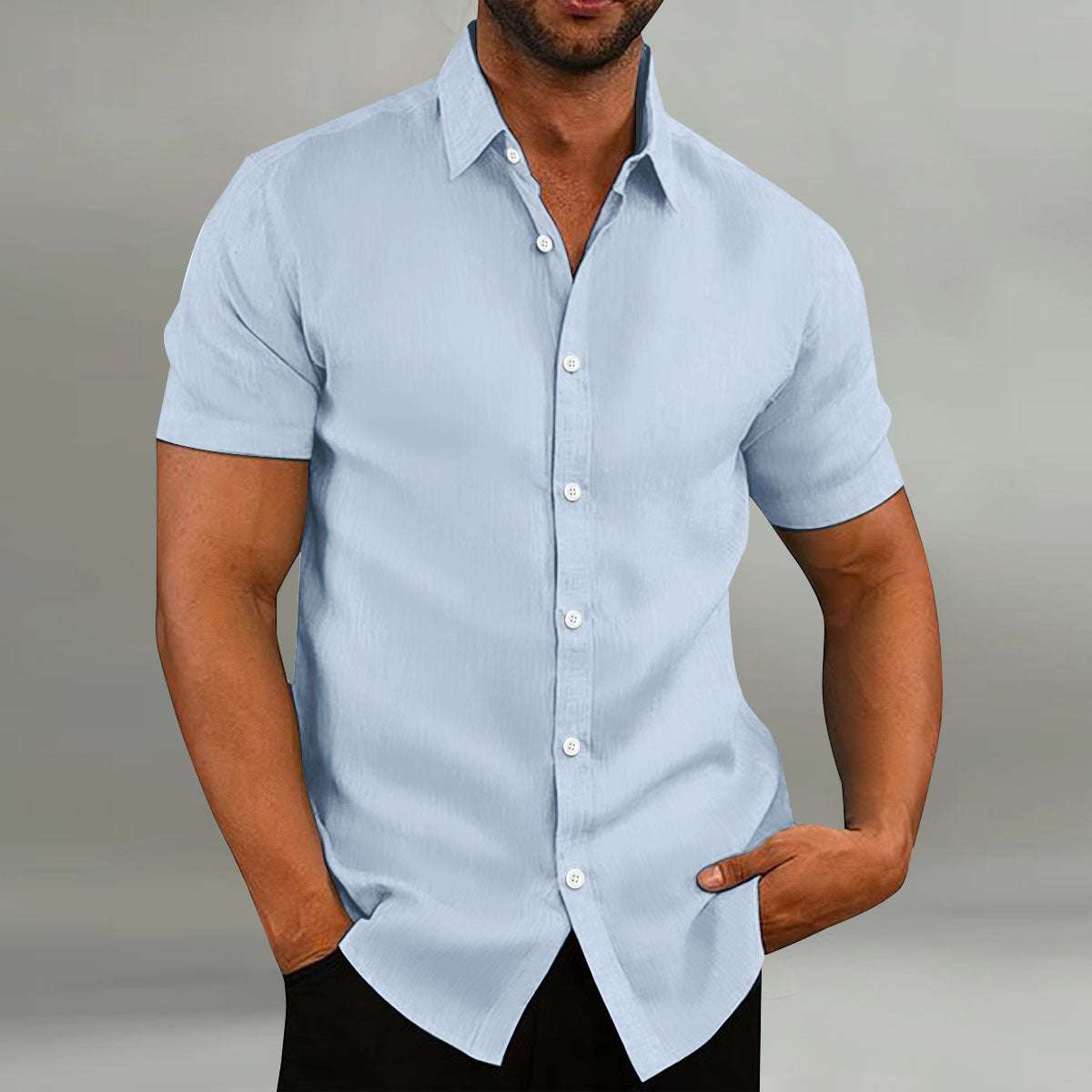 Men's Vintage Cotton Linen Casual Loose Short Sleeves Shirt - globaltradeleader