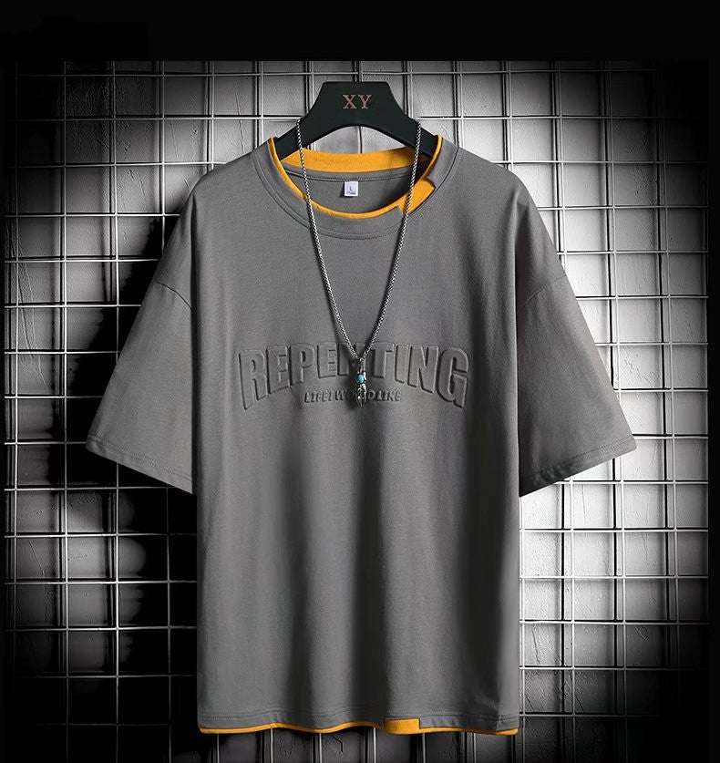 Fake Two-piece Casual Bottoming Shirt Summer Short-sleeved