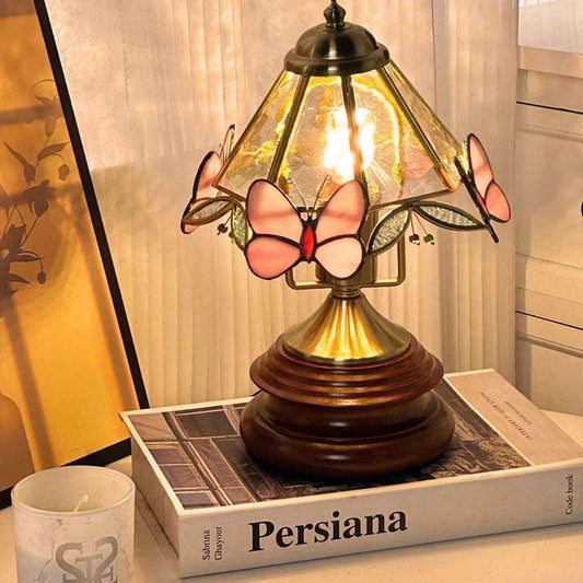 Retro Butterfly Flower Glass Mini Table Lamp - globaltradeleader