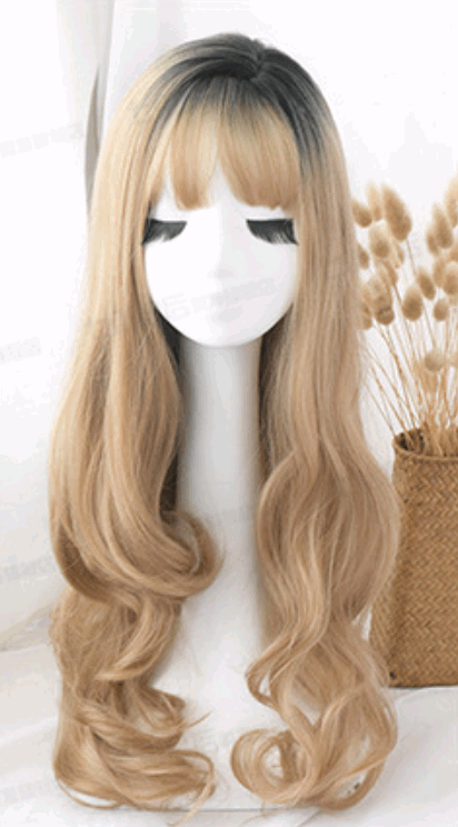 Fashion big wavy long curly pear flower air bangs chemical fiber