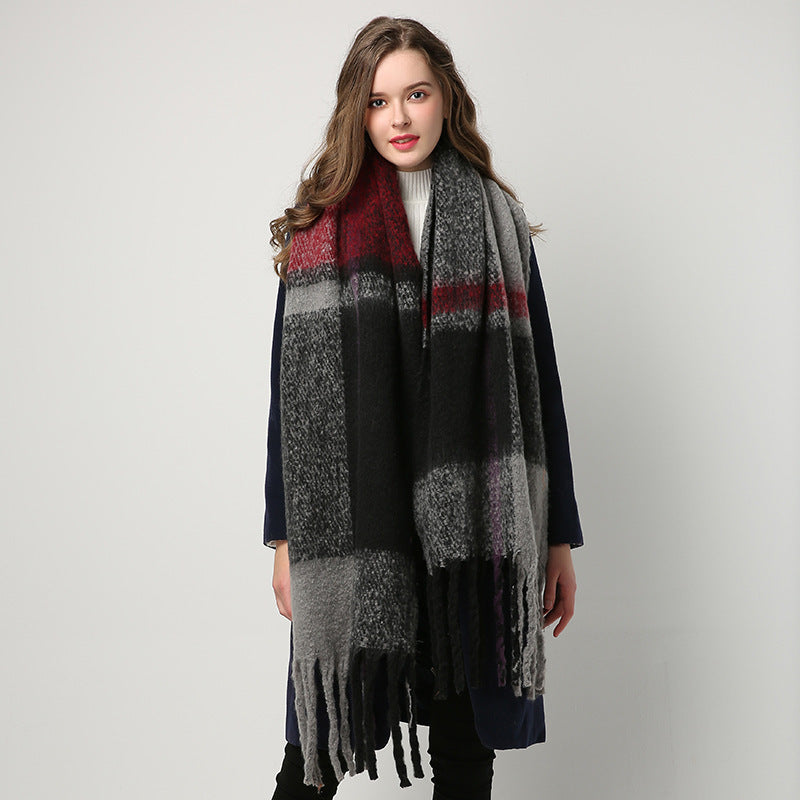 New plaid fringe long warm scarf fashion shawl scarf - globaltradeleader